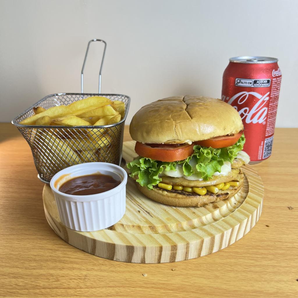 Chicken Burguer + Batata + Refri
